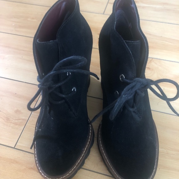 BCBG Black Lace Up Boots with Wedge Heel - Picture 2 of 6